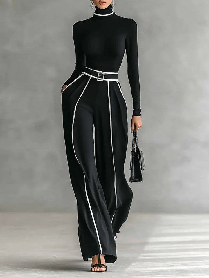 High-Neck Top & Wide-Leg Pants Set | Effortless Chic | Perfect for Casual Outings | Soft, Comfortable Fabric