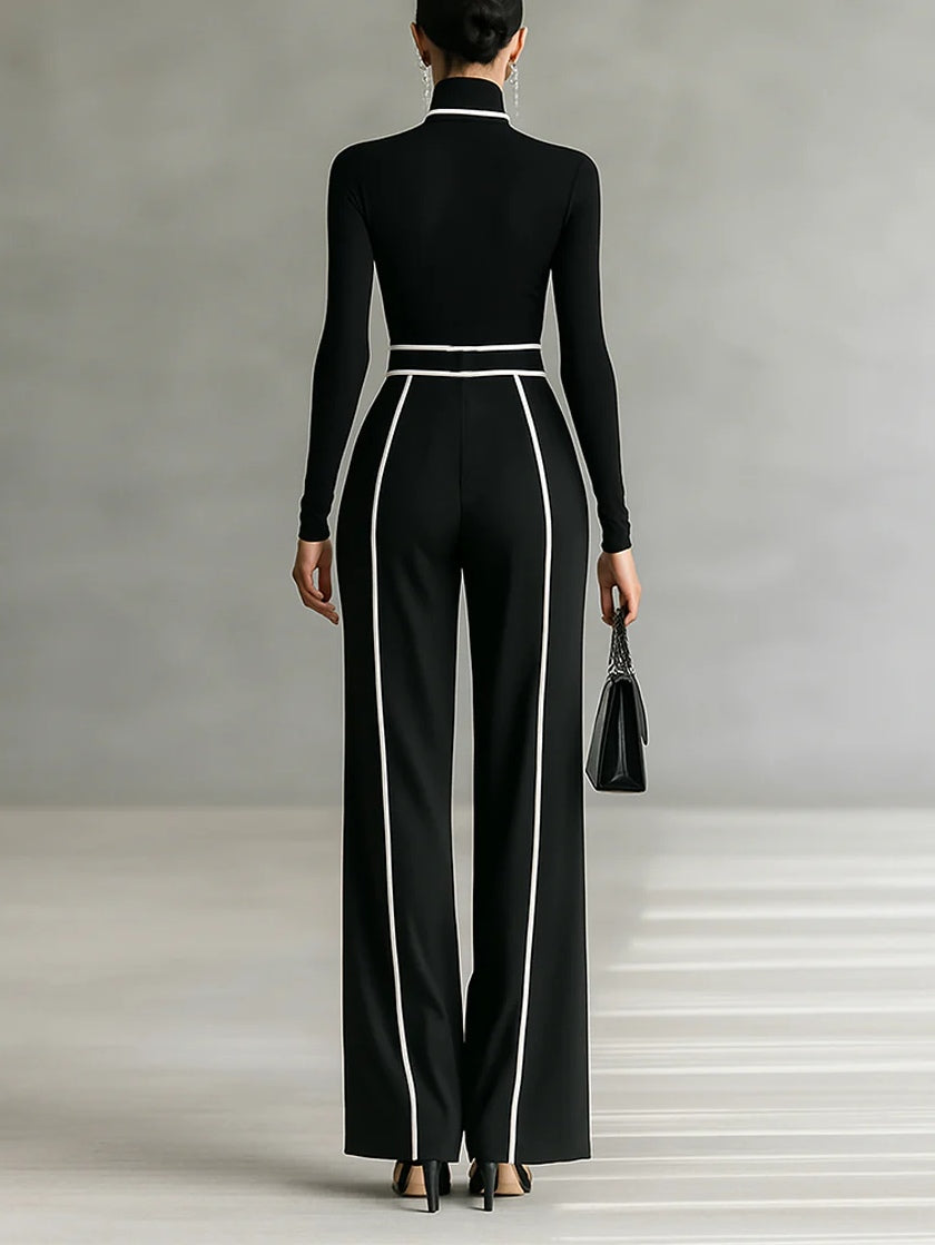 High-Neck Top & Wide-Leg Pants Set | Effortless Chic | Perfect for Casual Outings | Soft, Comfortable Fabric
