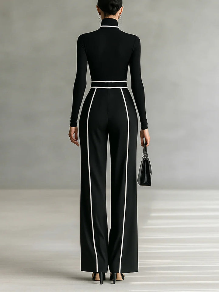 High-Neck Top & Wide-Leg Pants Set | Effortless Chic | Perfect for Casual Outings | Soft, Comfortable Fabric