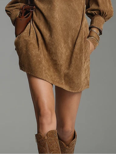 Suede Mini Dress | Turtleneck Design | Elegant and Chic Look | Perfect for Any Occasion