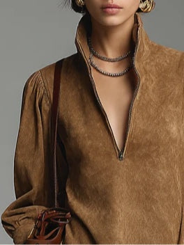 Suede Mini Dress | Turtleneck Design | Elegant and Chic Look | Perfect for Any Occasion