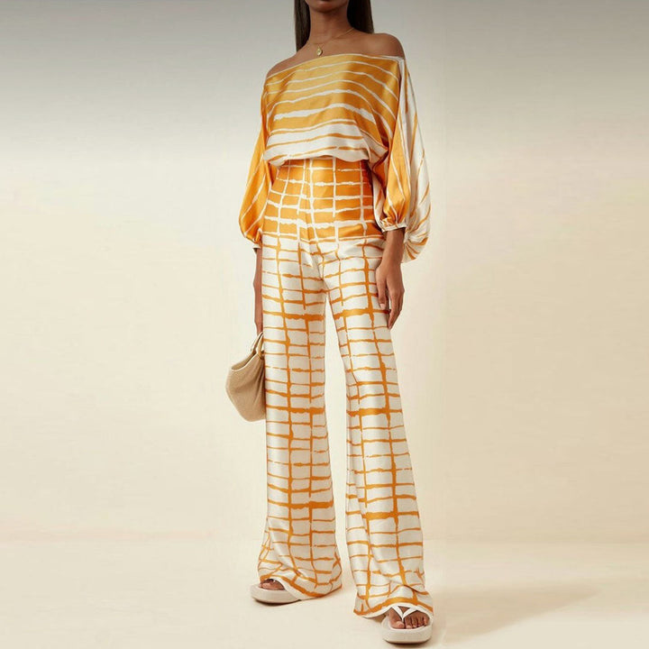 One-Shoulder Printed Two-Piece Set | Chic Design | Perfect for Summer Outings | Lightweight Fabric