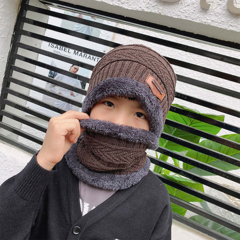 Knit winter beanie and scarf set in cozy styling