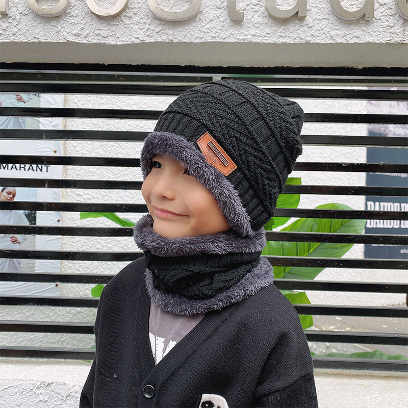 Knit winter beanie and scarf set in cozy styling