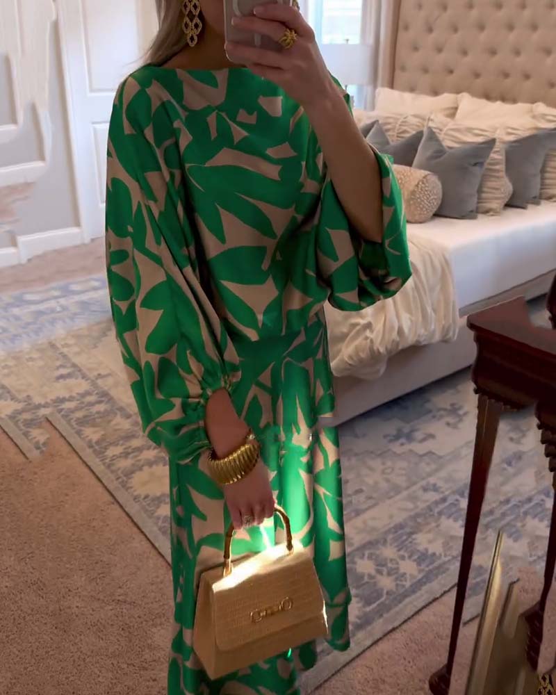 Two-Piece Printed Set | Lantern Sleeves | Comfortable and Chic | Perfect for Any Occasion