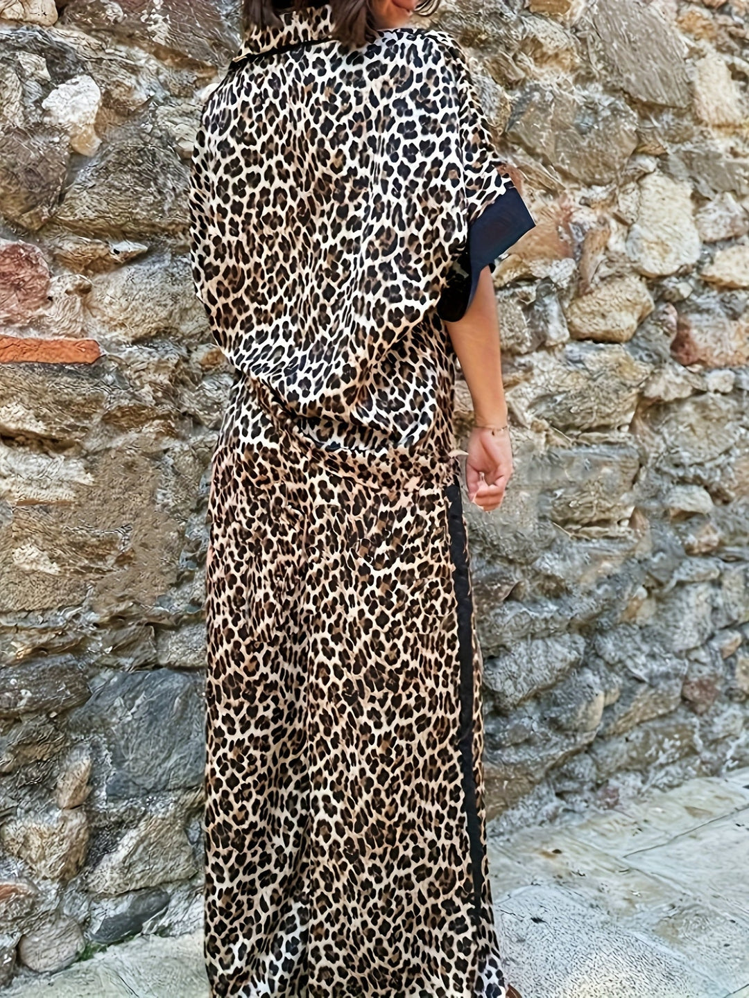 Leopard Print Wide Leg Ensemble | Effortless Style | Perfect for Any Occasion | Lightweight Fabric