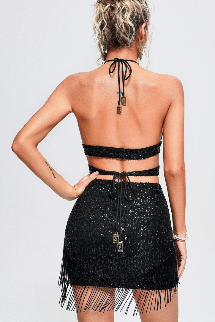 Sequin Set | Eye-Catching Black Design | Perfect for Parties and Events | Comfortable Fit