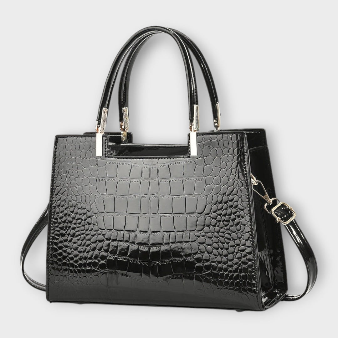 Crocodile Pattern Handbag | Glossy Finish | Elegant Design | Faux Leather Material