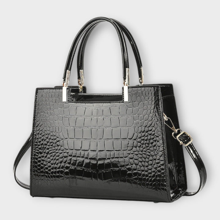 Crocodile Pattern Handbag | Glossy Finish | Elegant Design | Faux Leather Material