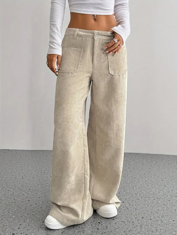 High-Waisted Corduroy Pants | Wide Leg Design | Comfortable Fit for Everyday Wear | Soft Cotton Blend