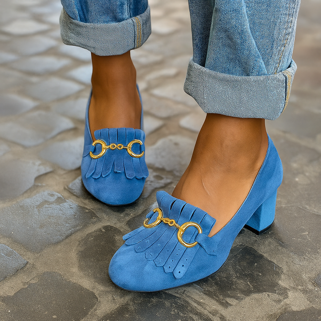 Fluorescent Loafers | Heeled Design with Metal Accents | Eye-Catching Fashion Statement