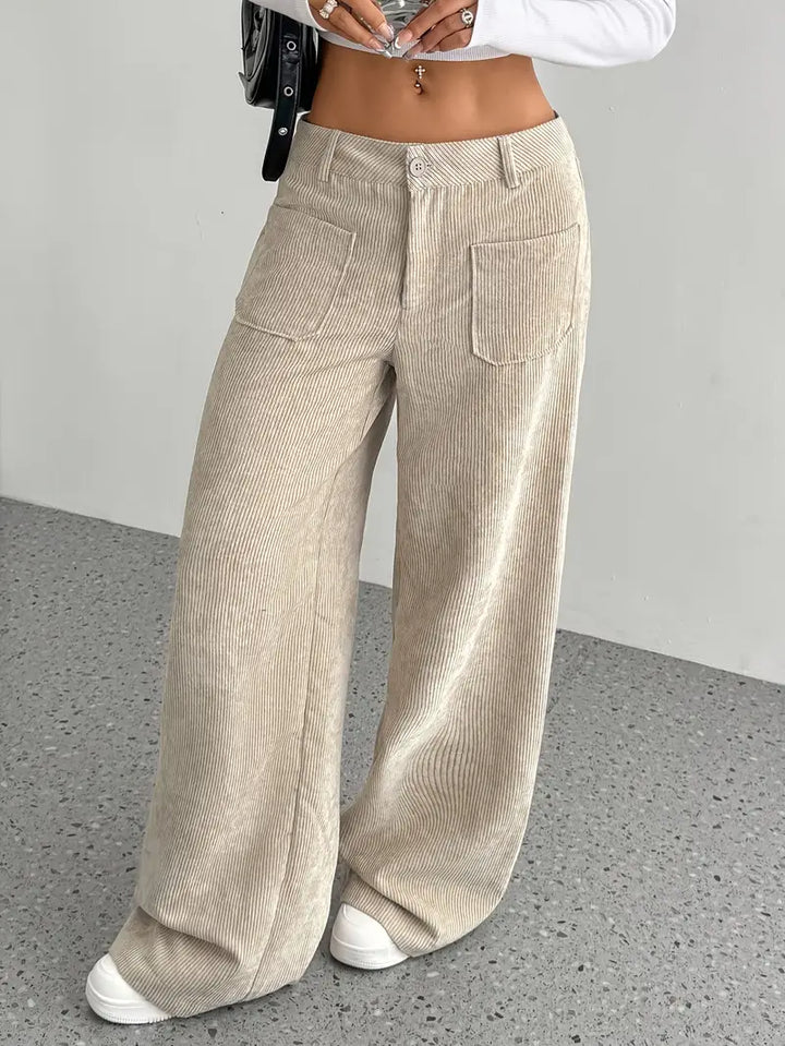 High-Waisted Corduroy Pants | Wide Leg Design | Comfortable Fit for Everyday Wear | Soft Cotton Blend