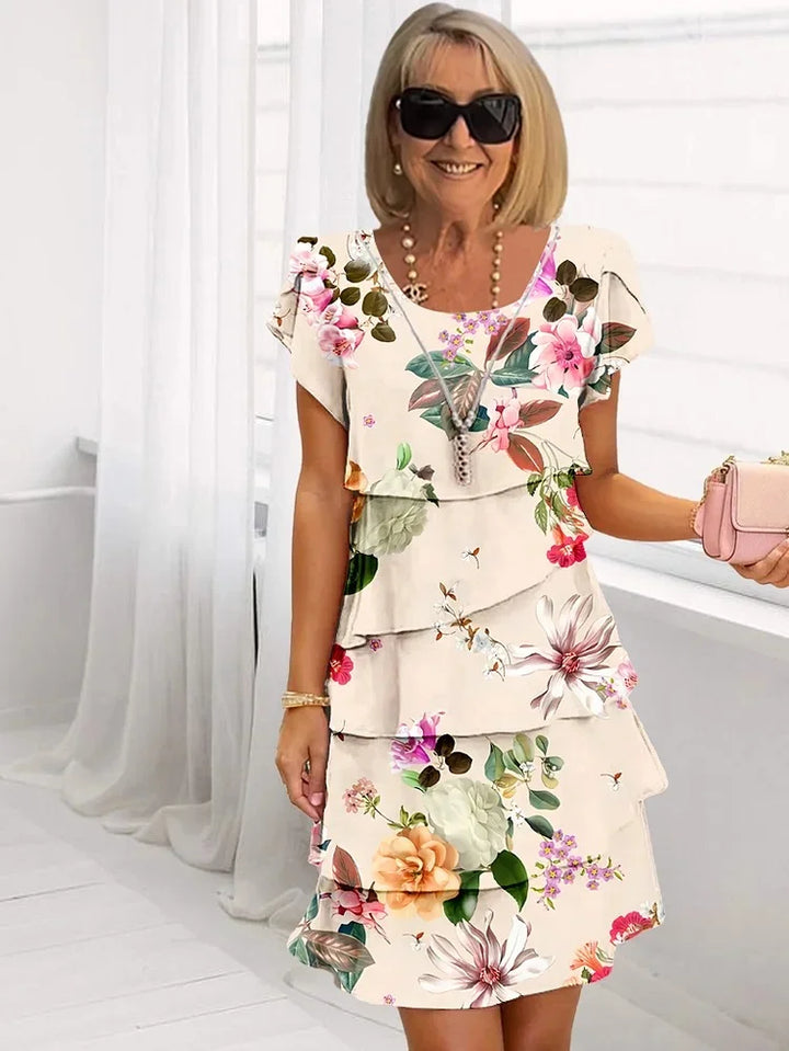 Cascading Floral Dress | Multi-Plant Design | Perfect for Any Occasion | Lightweight and Flowing Fabric