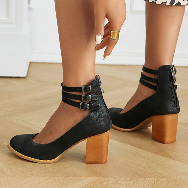 Smooth Sandals | Comfortable Ankle Strap | Supportive Thick Heel | Versatile Footwear for Everyday Wear