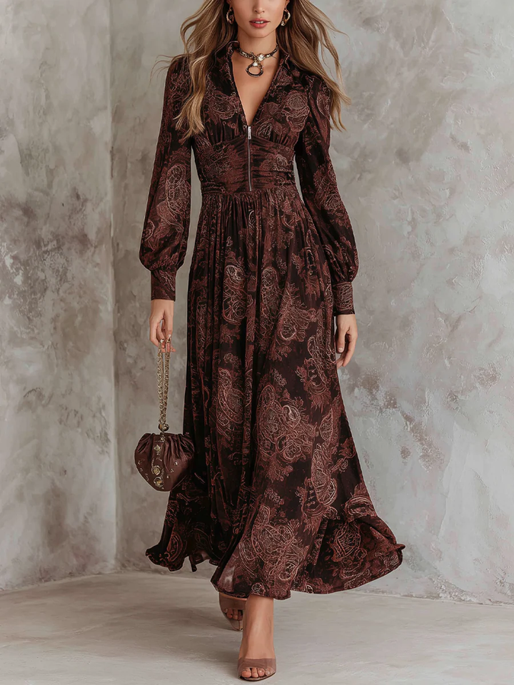 Paisley Midi Dress | Zip-Neck Design | Flattering Fit for All Occasions | Soft and Comfortable Fabric
