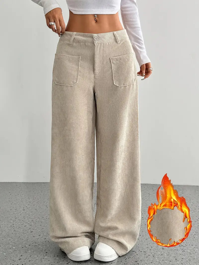 High-Waisted Corduroy Pants | Wide Leg Design | Comfortable Fit for Everyday Wear | Soft Cotton Blend