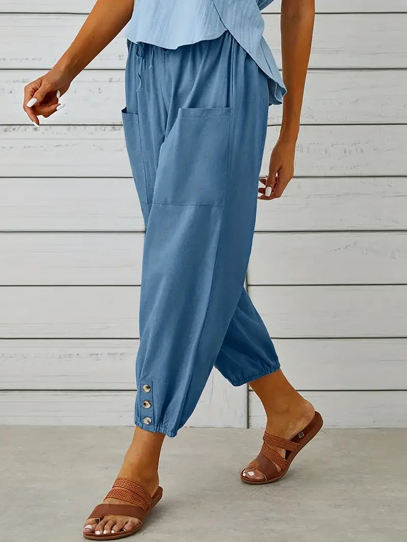 Women's Summer Pants | Drawstring Closure | Loose Fit for Comfort | Lightweight and Airy Design