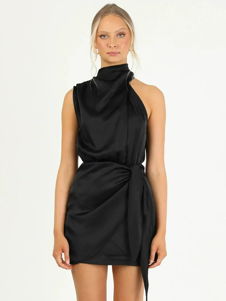 Satin Halter Mini Cocktail Dress | Elegant Design | Perfect for Parties | Comfortable Fit