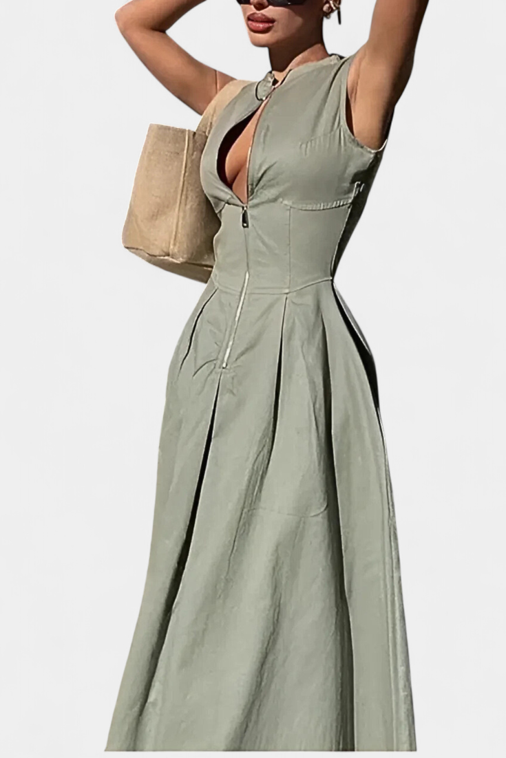 Wide Leg Jumpsuit | Pleated Design | Flattering Round Neck | Perfect for Casual or Dressy Occasions