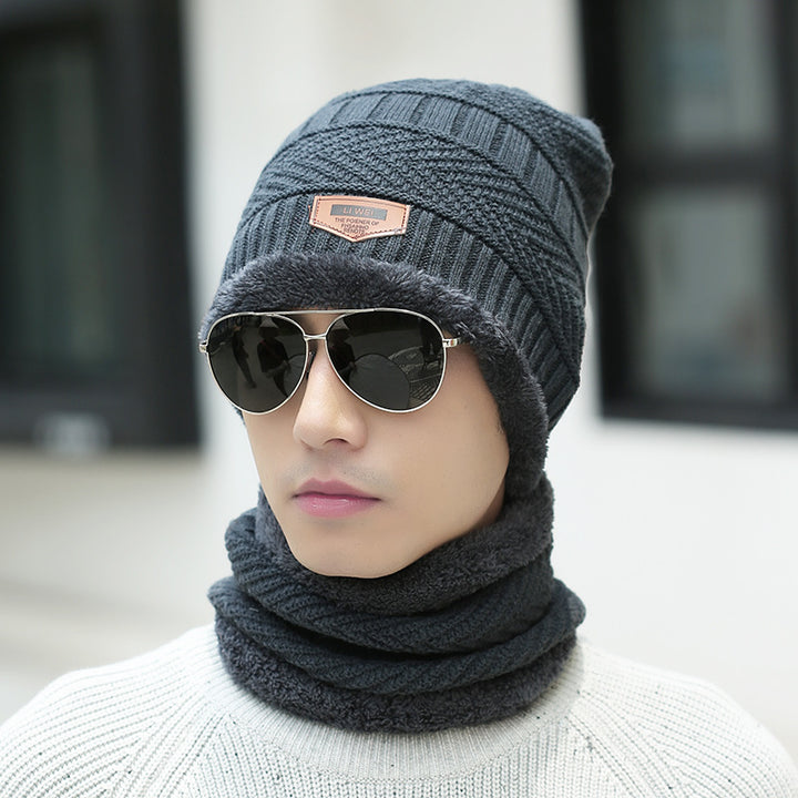 Knit winter beanie and scarf set in cozy styling
