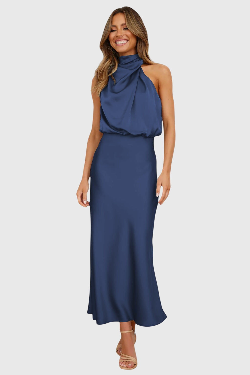 Ava™ | Glamorous Satin Halter Dress
