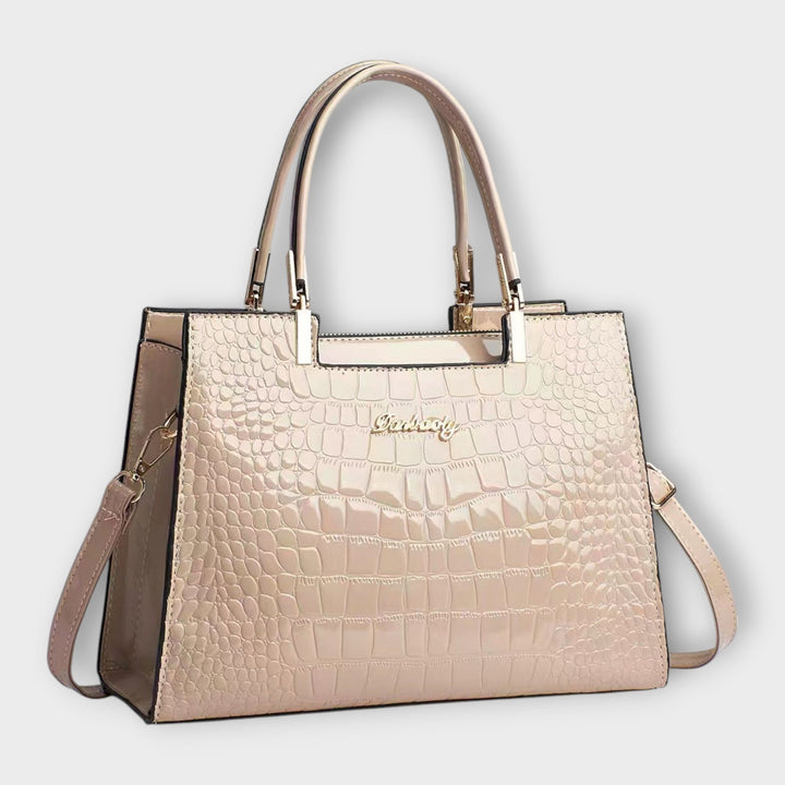 Crocodile Pattern Handbag | Glossy Finish | Elegant Design | Faux Leather Material
