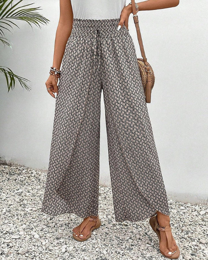 Women's Summer Pants | High Waist Design | Lightweight and Breezy | Geometric Print