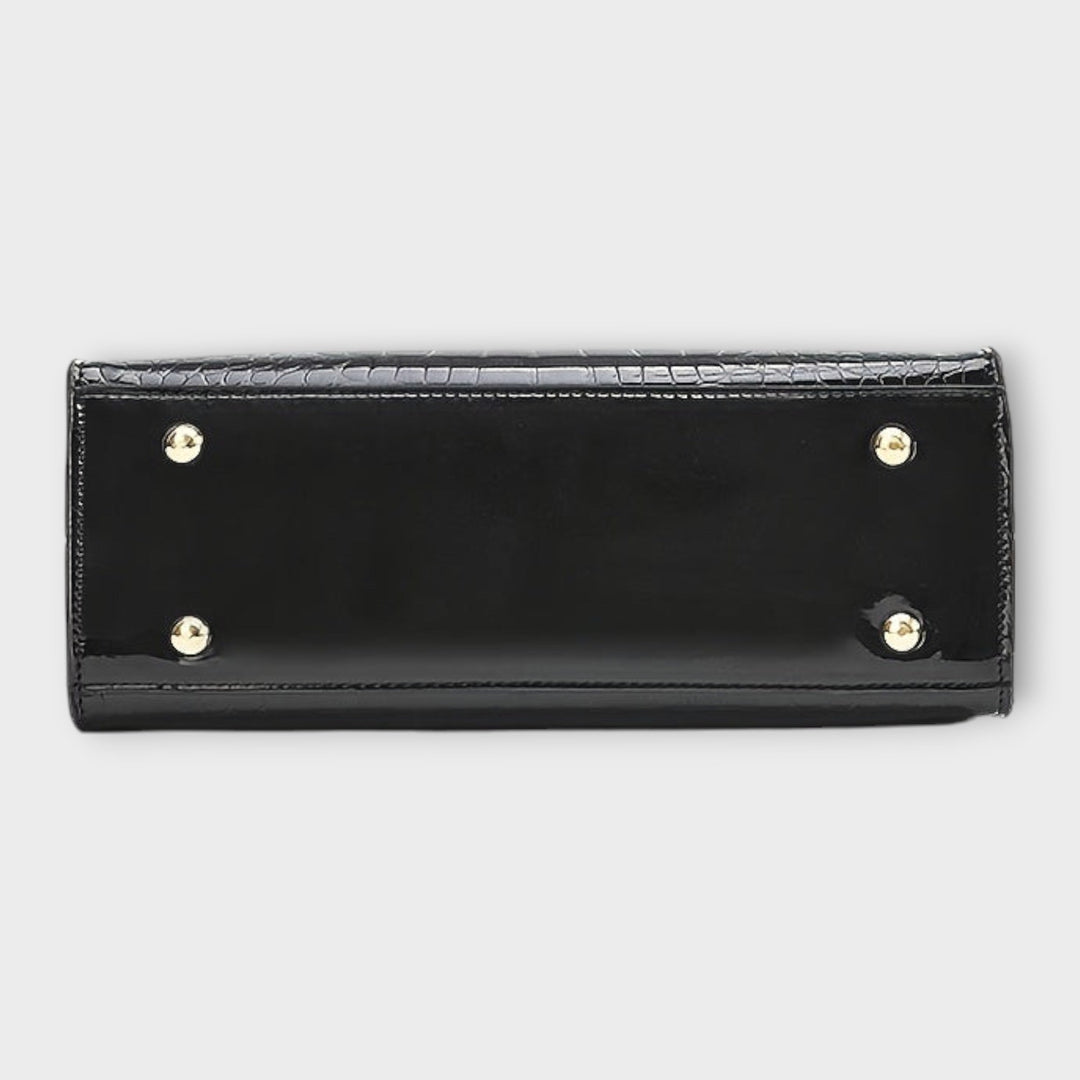 Crocodile Pattern Handbag | Glossy Finish | Elegant Design | Faux Leather Material