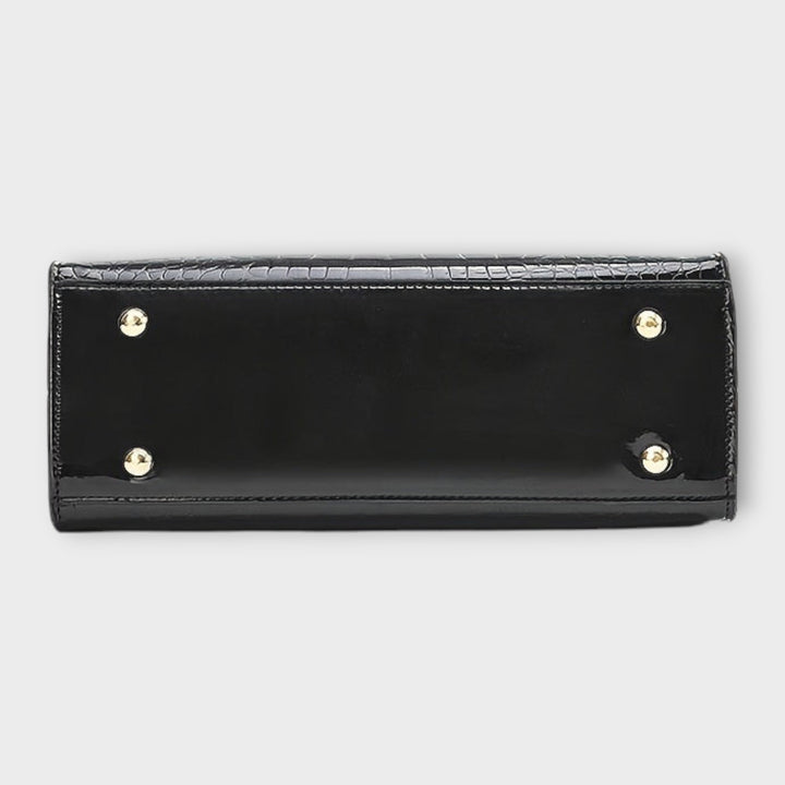 Crocodile Pattern Handbag | Glossy Finish | Elegant Design | Faux Leather Material