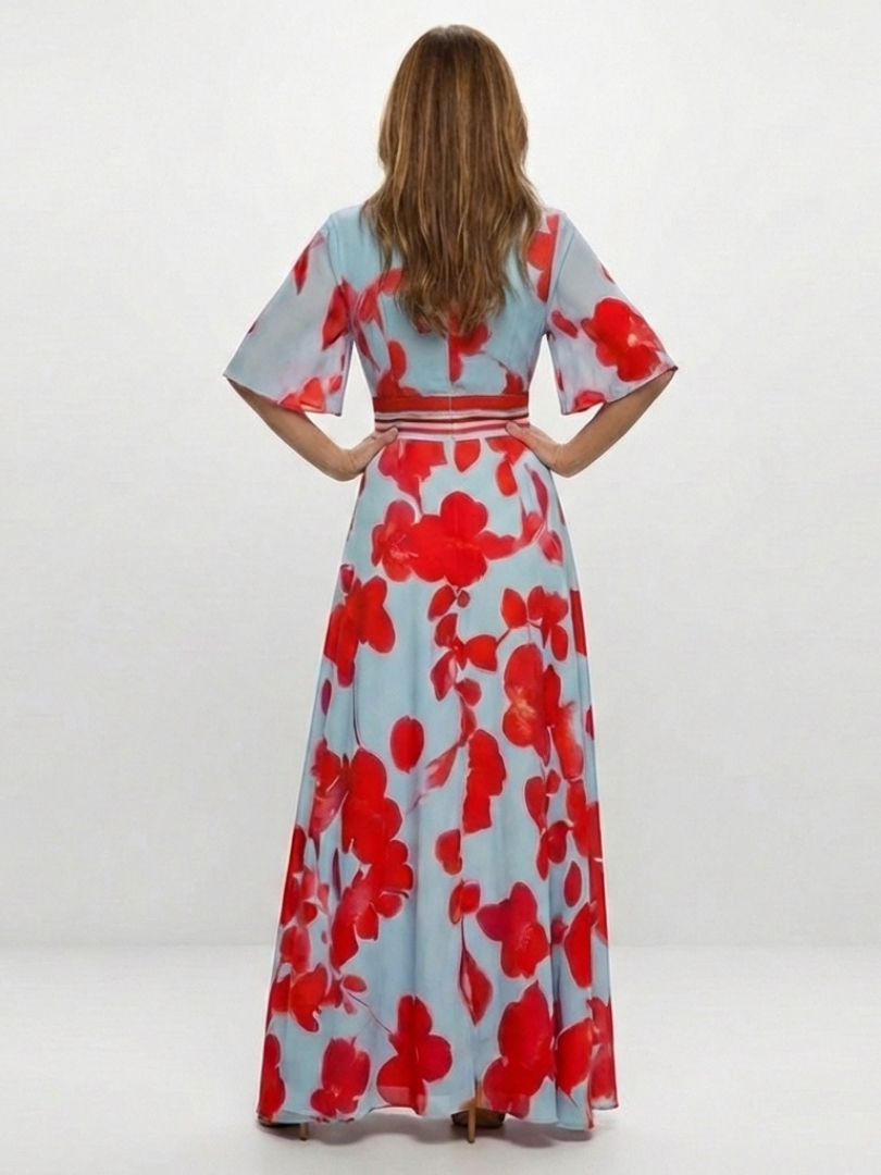 Floral Maxi Dress | V Neck Design | Comfortable and Elegant | Perfect for Summer Events