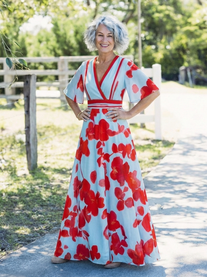 Floral Maxi Dress | V Neck Design | Comfortable and Elegant | Perfect for Summer Events