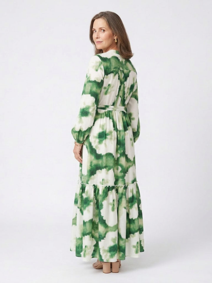 Maxi Dress | Long Sleeve Design | Flattering Tie Waist | Elegant Tiered Style