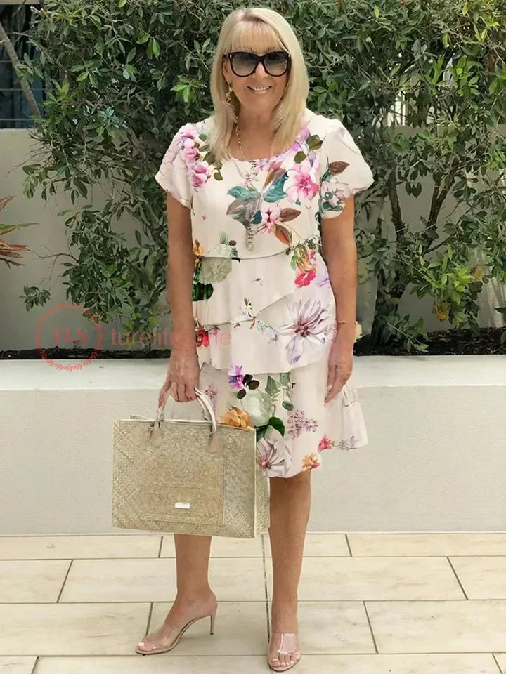Cascading Floral Dress | Multi-Plant Design | Perfect for Any Occasion | Lightweight and Flowing Fabric