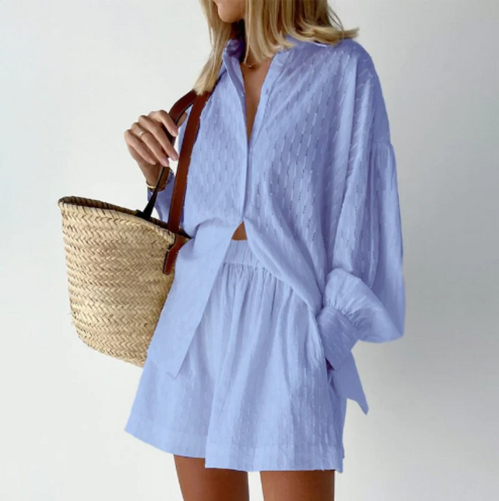 Button-Down Top and Casual Shorts Set | Perfect for Summer | Comfortable and Versatile | Lightweight Fabric