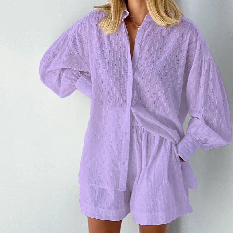 Button-Down Top and Casual Shorts Set | Perfect for Summer | Comfortable and Versatile | Lightweight Fabric