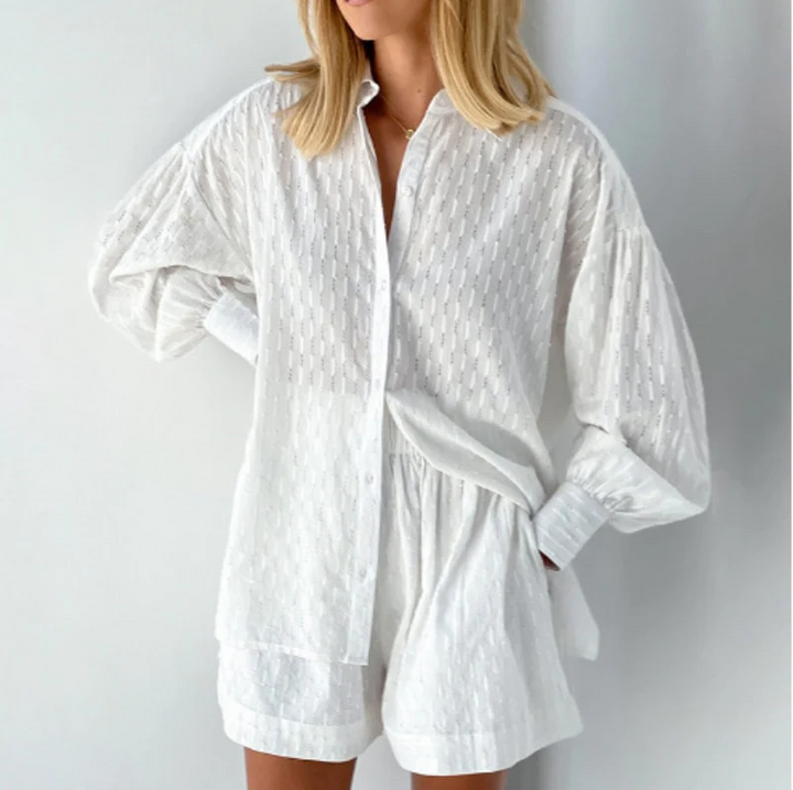 Button-Down Top and Casual Shorts Set | Perfect for Summer | Comfortable and Versatile | Lightweight Fabric