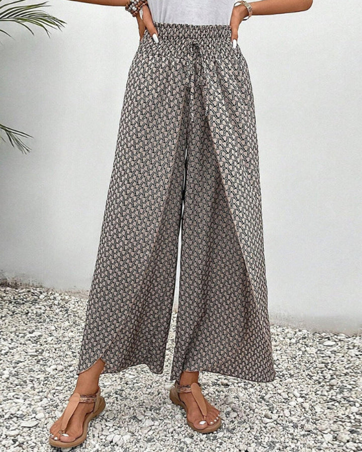 Women's Summer Pants | High Waist | Geometric Print | Airy Look