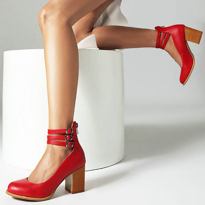 Smooth Sandals | Comfortable Ankle Strap | Supportive Thick Heel | Versatile Footwear for Everyday Wear