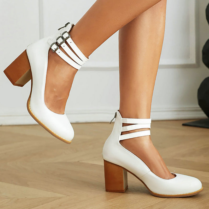 Smooth Sandals | Comfortable Ankle Strap | Supportive Thick Heel | Versatile Footwear for Everyday Wear