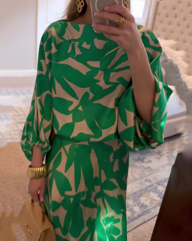Two-Piece Printed Set | Lantern Sleeves | Comfortable and Chic | Perfect for Any Occasion