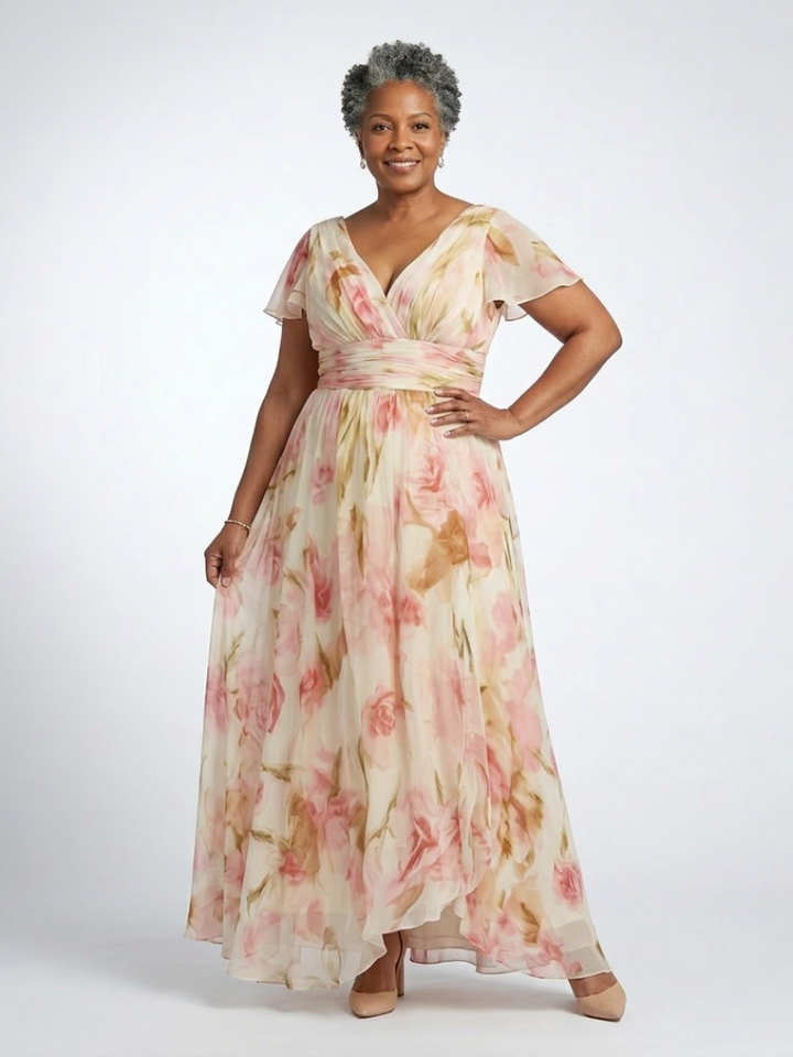 Floral Maxi Dress | V-Neck Design | Elegant Summer Style | Lightweight and Comfortable Fabric