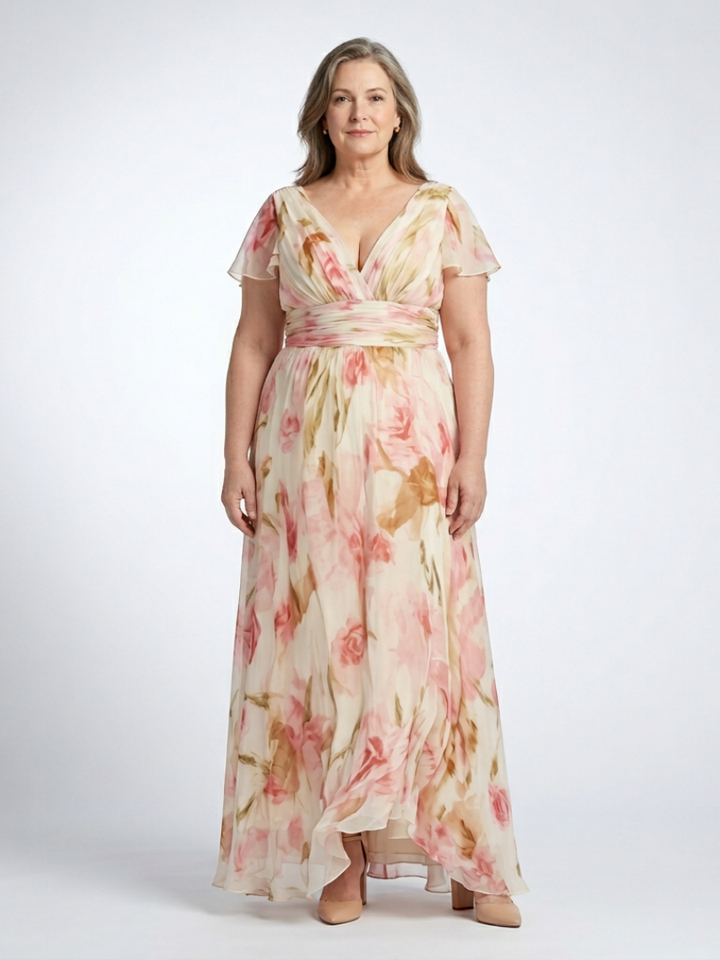 Floral Maxi Dress | V-Neck Design | Elegant Summer Style | Lightweight and Comfortable Fabric