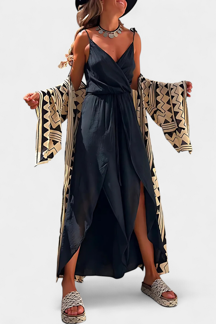 Washed Cotton Jumpsuit | Crisscross Neckline | Open-Leg Design | Comfortable and Versatile Fashion Piece