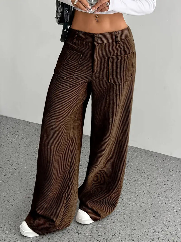 High-Waisted Corduroy Pants | Wide Leg Design | Comfortable Fit for Everyday Wear | Soft Cotton Blend