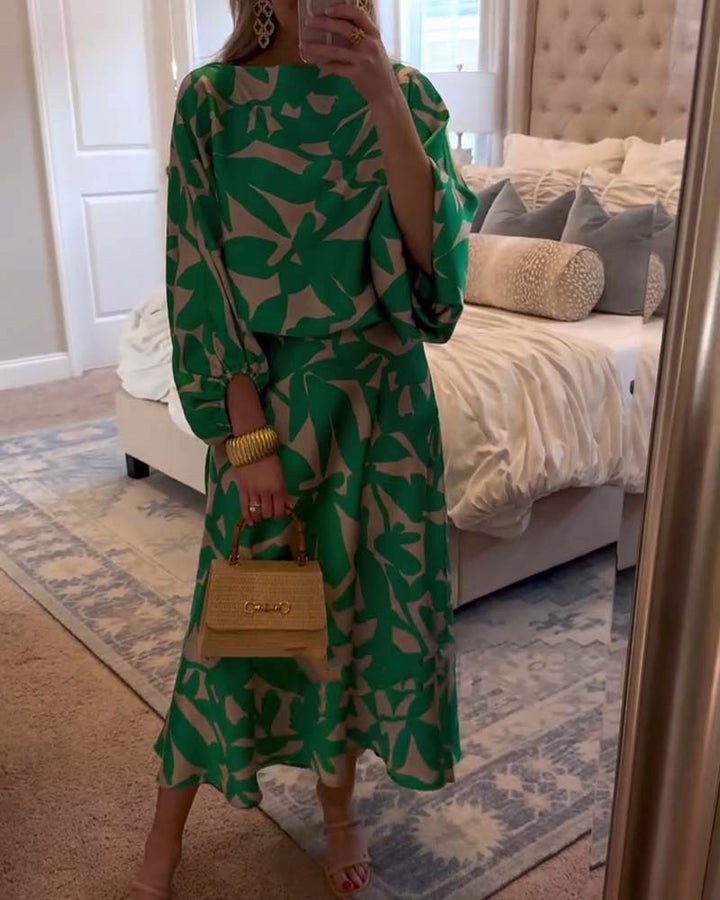 Two-Piece Printed Set | Lantern Sleeves | Comfortable and Chic | Perfect for Any Occasion