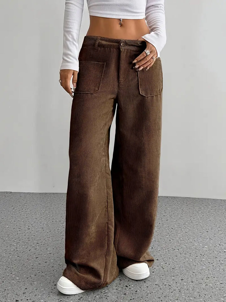 High-Waisted Corduroy Pants | Wide Leg Design | Comfortable Fit for Everyday Wear | Soft Cotton Blend
