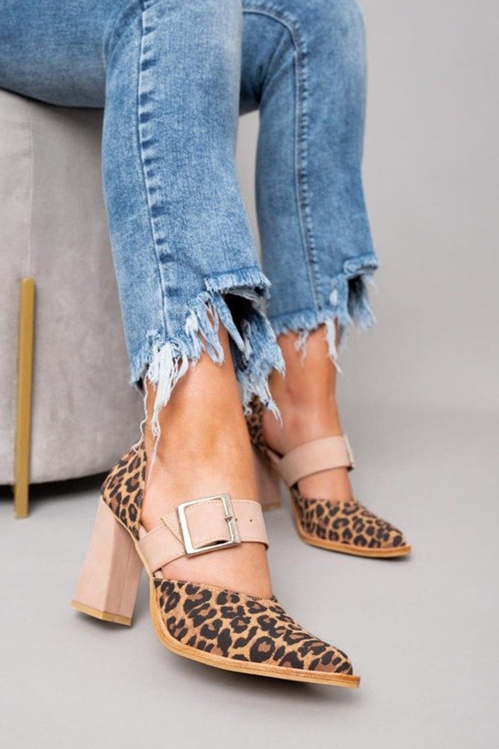 Leopard Suede Sandals | Stable Heel Design | Comfortable Fit for All-Day Wear | Perfect for Summer Outings