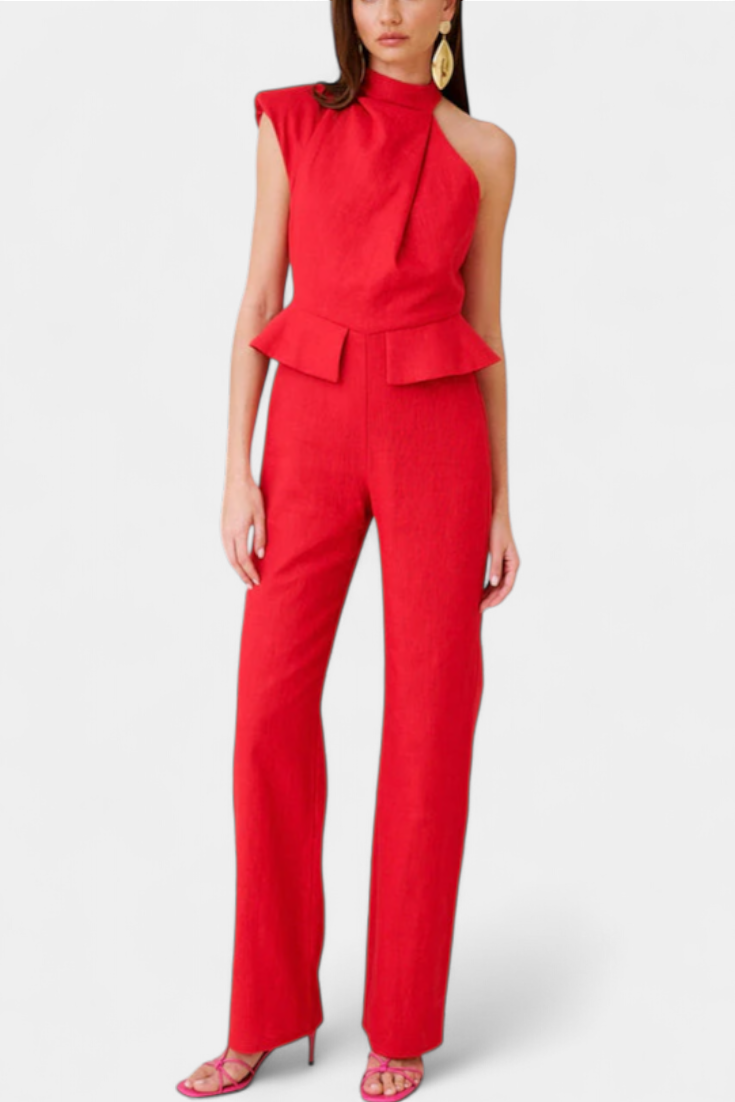 Asymmetrical Jumpsuit | Lightweight Linen-Cotton Blend | Effortless Style for Every Occasion