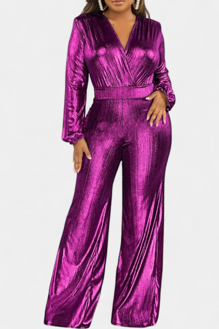 Deep V-Neck Jumpsuit | Chic Design | Perfect for Day or Night | Lightweight Fabric