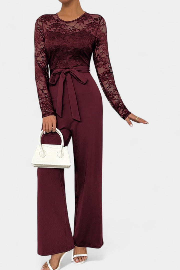 Lace Jumpsuit | Adjustable Tied Waist | Elegant Design for Any Occasion | Chic Fashion Statement